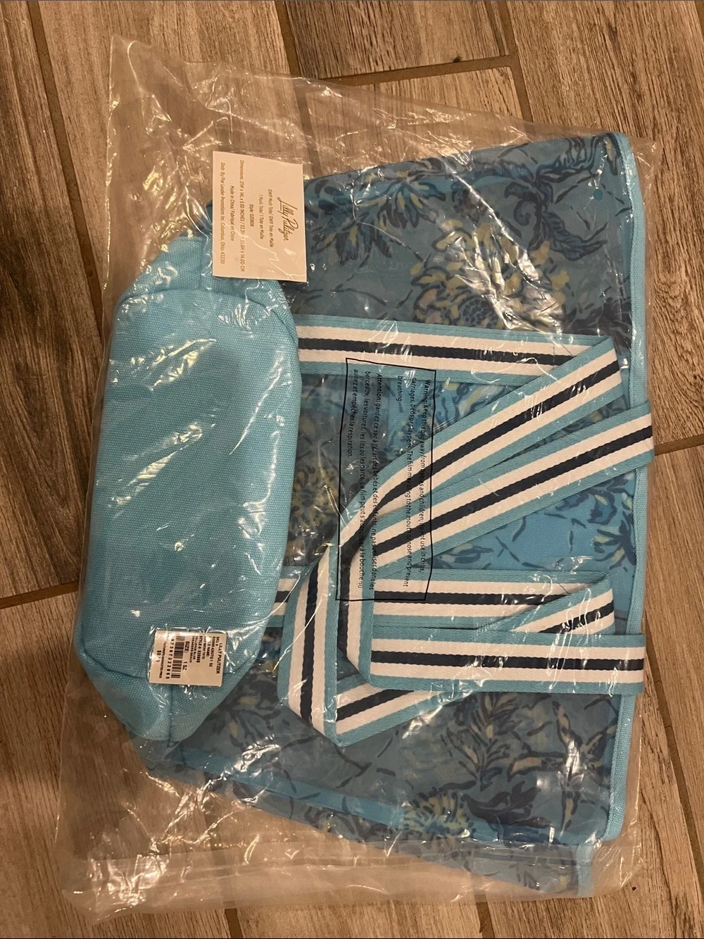 Lilly Pulitzer Printed Mesh Beach Tote Bellevue Blue Breakers Beach NWT